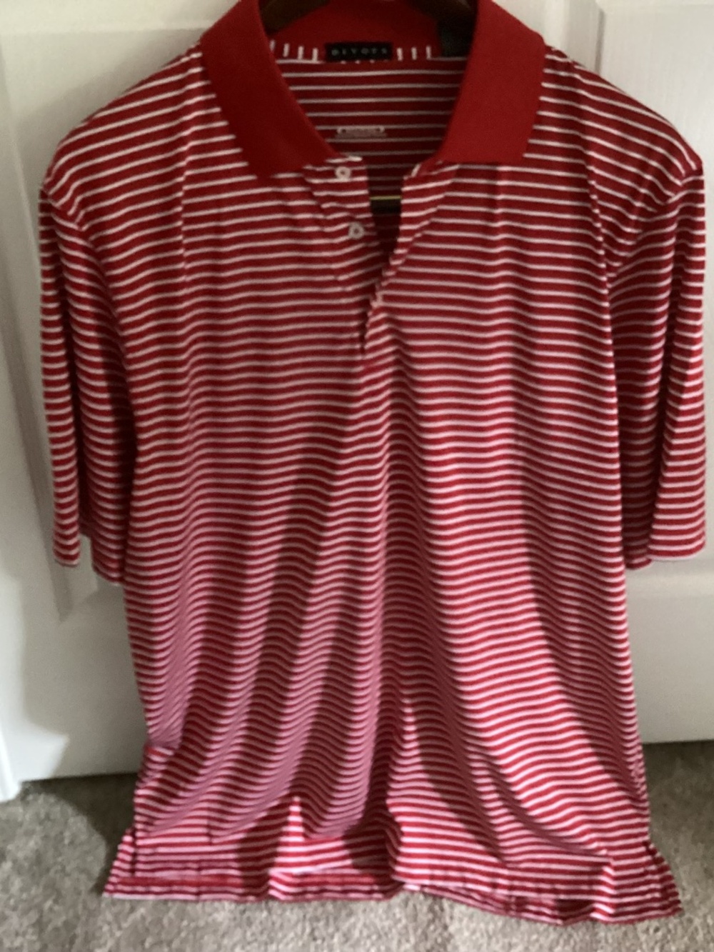 Men’s DIVOTS DRI WAY RED STRIPED SHORT SLEEVE POLO SHIRT SIZE XL